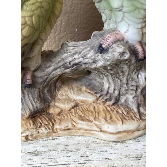 1970s Andrea by Sadek Green Cockatoos – Hand Painted Porcelain Pair - No Box - Picture 15 of 15